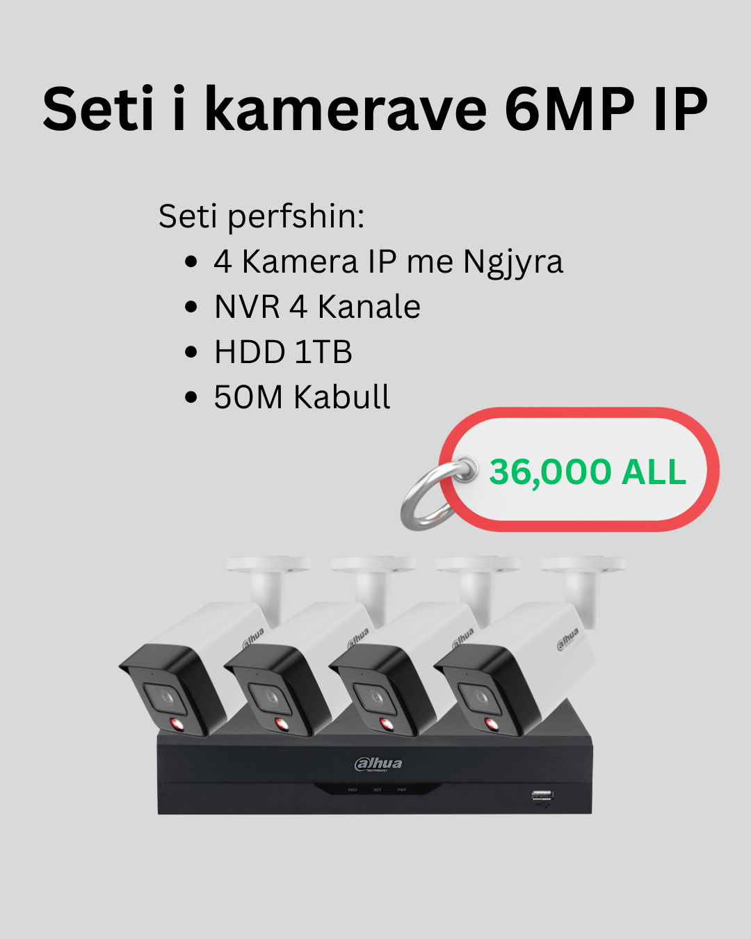 Seti me 4 Kamera 6 MP IP Me Ngjyra